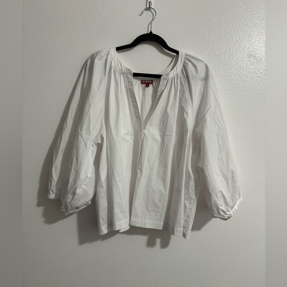STAUD Dill Stretch Cotton Button-Up Blouse women’s size 3xl white breathable - Picture 2 of 5